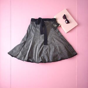 LBK NWT Skater Skirt – Black White Tweed Texture, Lace Hem, Size 3